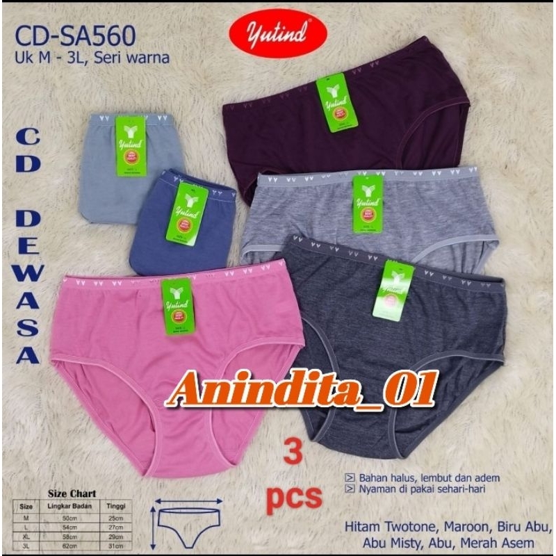 3PCS Celana Dalam Wanita Yutind 560//Celana Dalam Yutind