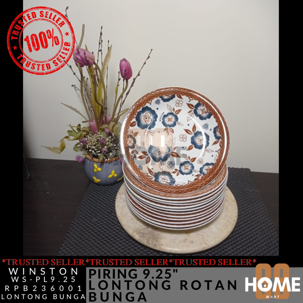 12PCS WINSTON PIRING KERAMIK 9.25" (24CM) LONTONG ROTAN / LONTONG DAUN / LONTONG LOTUS / LONTONG ROT