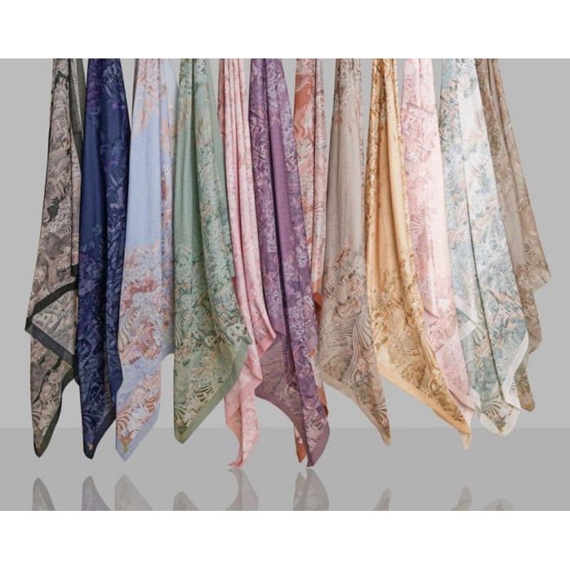 hijab motif ala buttonscraves tuscany  Jilbab segiempat motif + plat B
