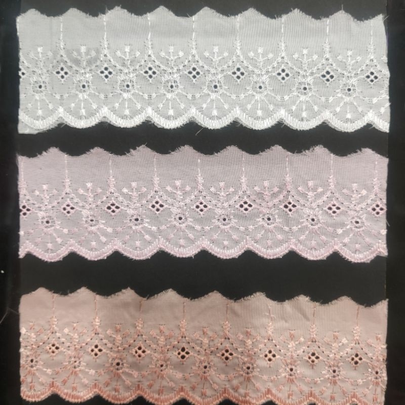 Ready Stok Renda katun jepang renda katun lebar 7cm isi 15 yard