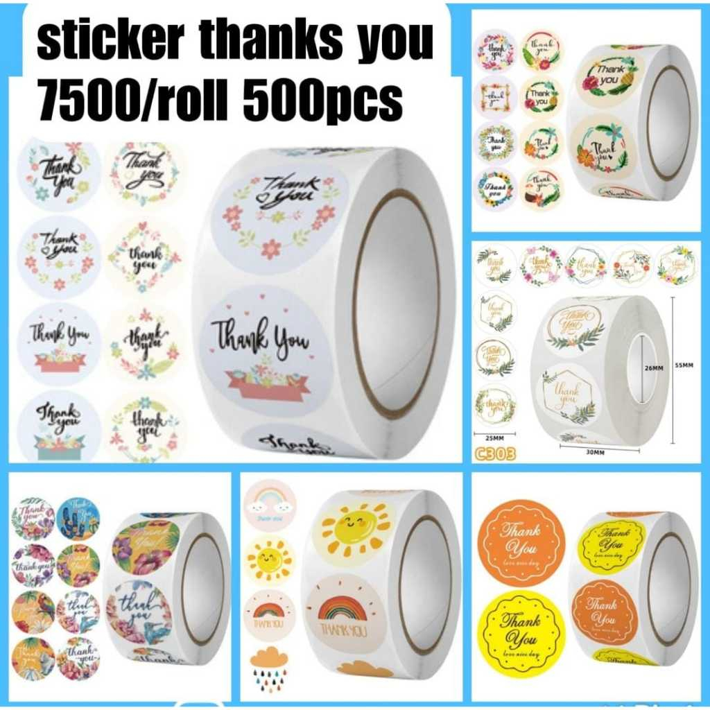 

Sticker Thank You 1 Roll isi 500pcs Stiker Label Makanan Tulisan