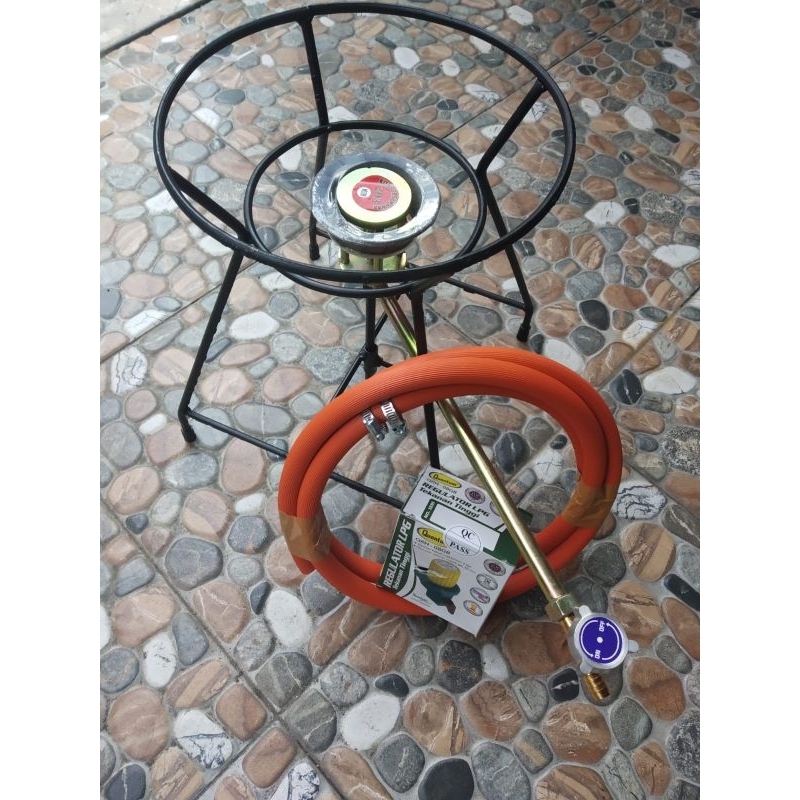 Kompor Mawar Semawar Jos Lengkap Selang Regulator Tekanan Tinggi Rangka Jagrak Tinggi 33cm