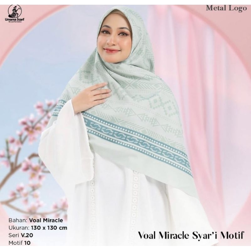 DewiShop Jilbab Umama Voal Miracle Syari Motif LOGO UM GOLD 130x130cm