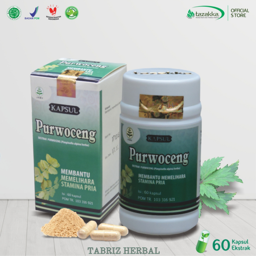 Purwoceng Kapsul Herbal Stamina Pria 60 kapsul Tazakka Jamu Herbal