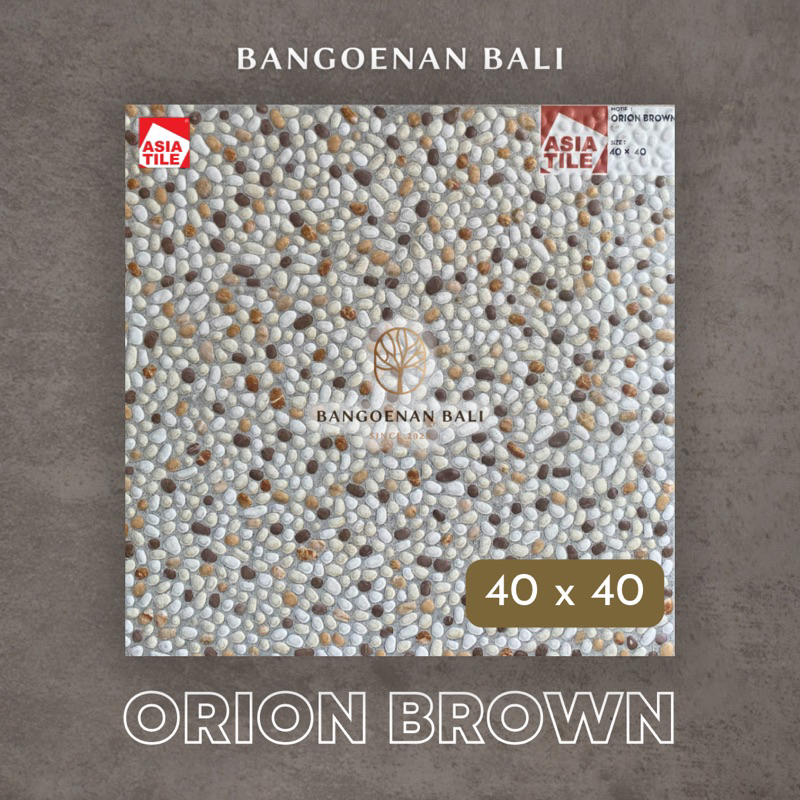 Keramik Lantai Floor ASIA TILE Orion Brown 40x40 Kw 1 Motif Batu Kecil-Kecil Matte Timbul