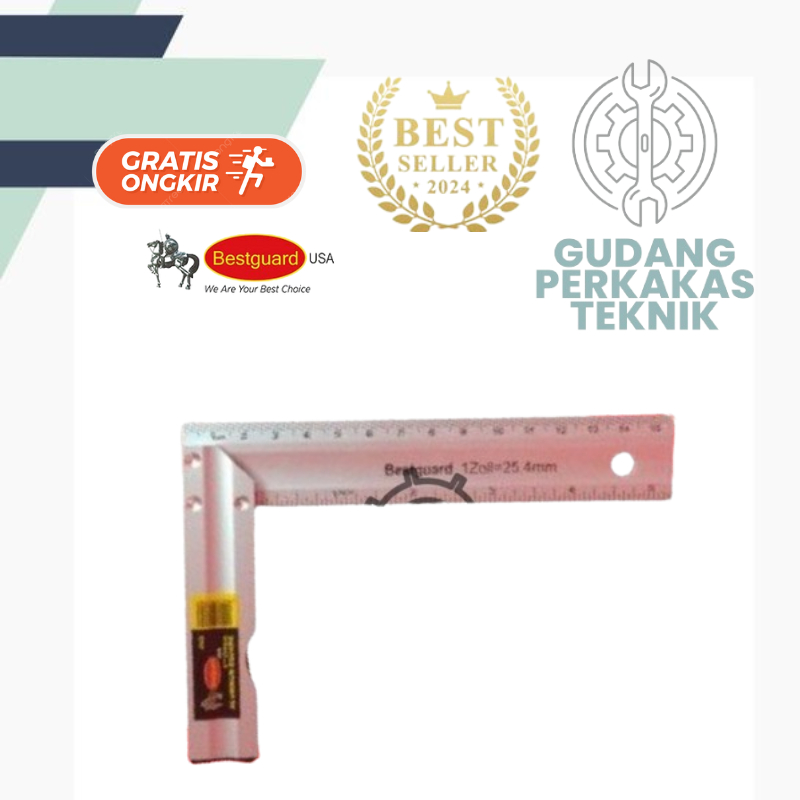 

Penggaris Siku Tukang Besi Pasekon Ukur 15 cm / 6" Grafir jumbo anti karat stainless besi BESTGUARD