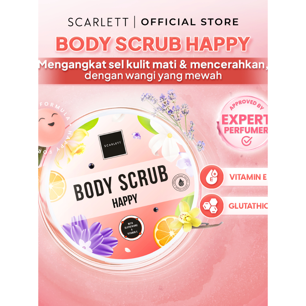 Scarlett Whitening Loving Body Scrub - Lulur Scrub for Lightening Body dengan 7X Ceramide untuk Menc