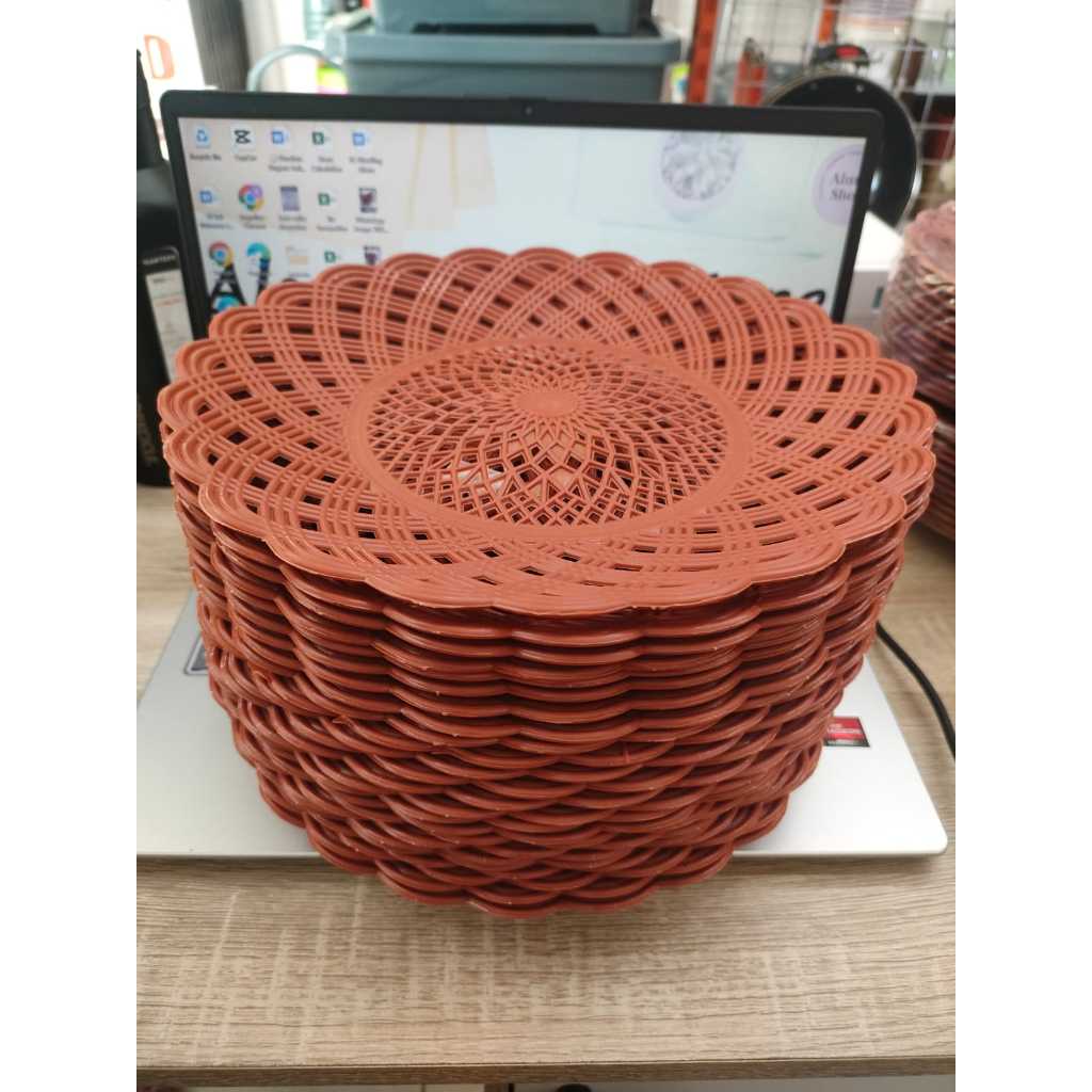 Piring Ingke Plastik Rotan Tebal Besar 25 CM murah Per lusin/ piring murah / piring plastik murah/ p