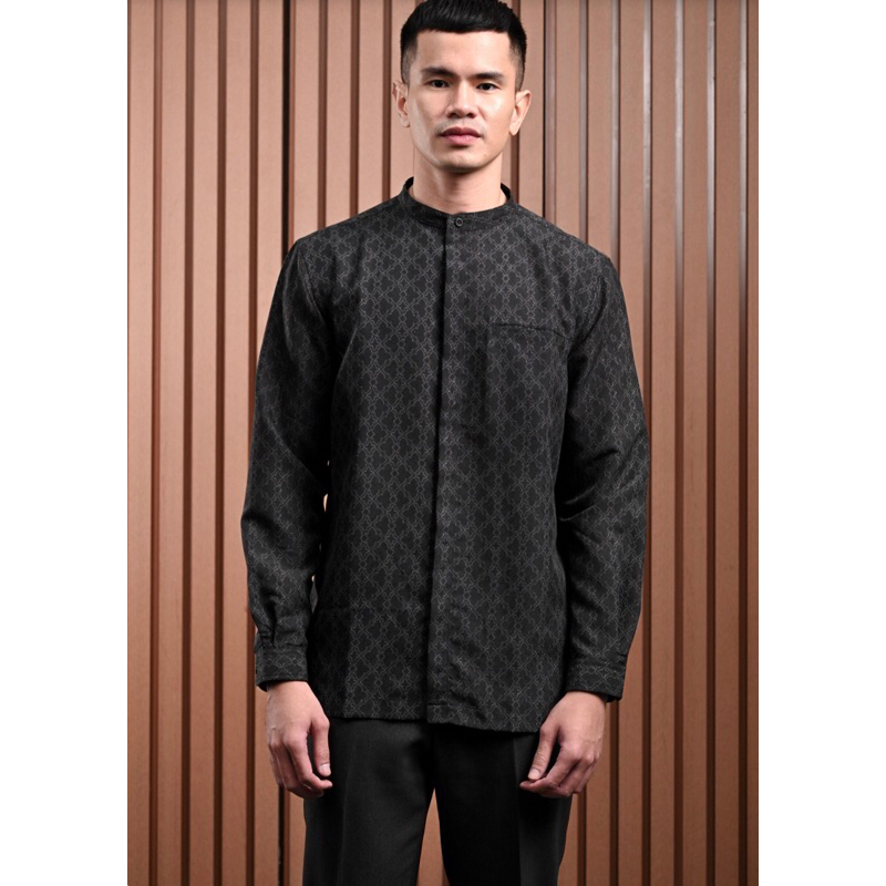 Awenasa Stand Up Collar Long Sleeve Shirt Black L heymale id heylocal id