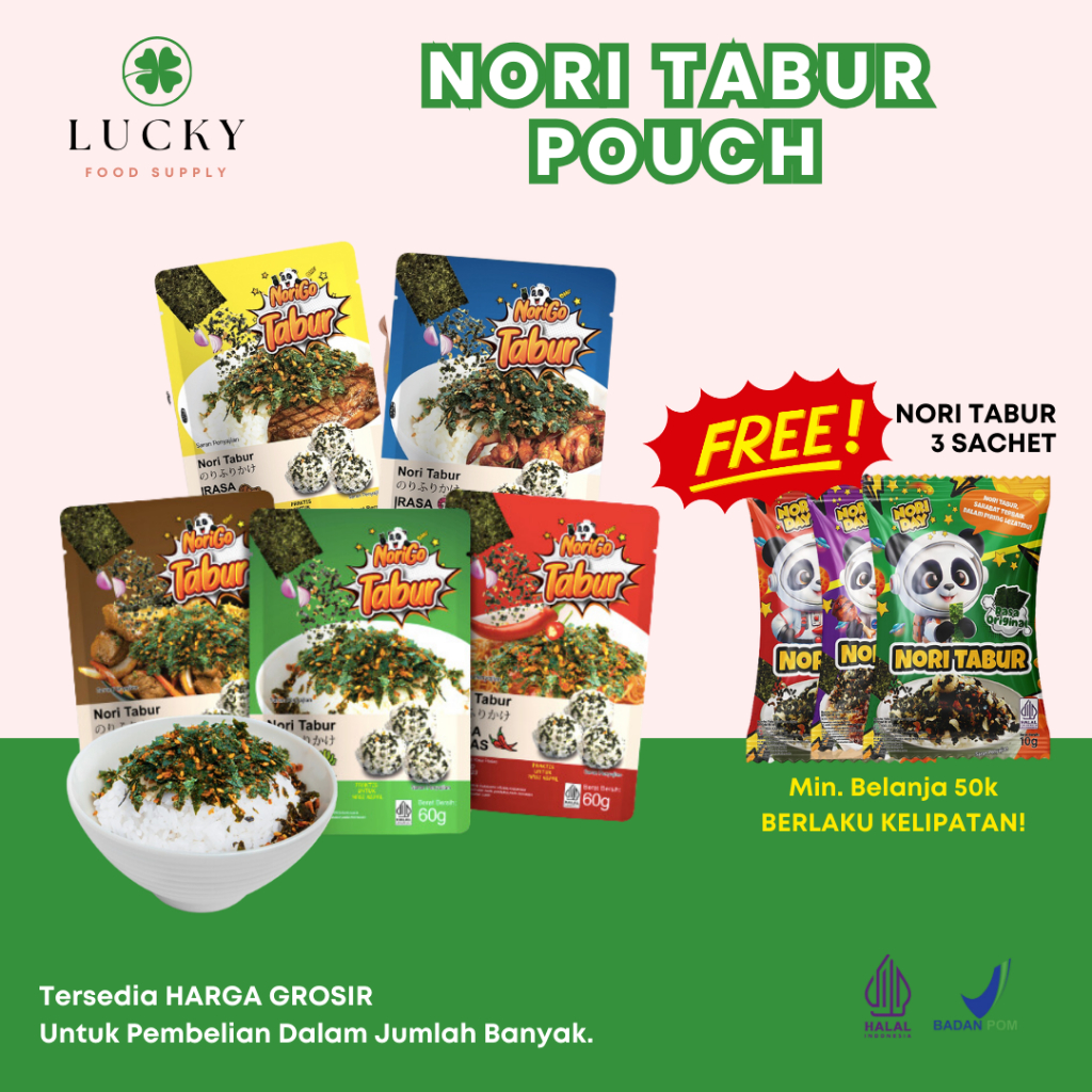 

Nori Tabur Pouch / Rumput Laut Panggang 60gram / Taburan Makanan