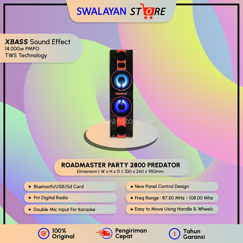 SPEAKER AKTIF PREDATOR PARTY 2800 ROADMASTER GARANSI RESMI
