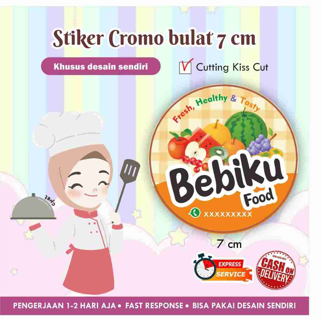 

[20 pcs] Stiker Cromo / chromo / Stiker bulat / Label kemasan uk 7 cm desain sendiri