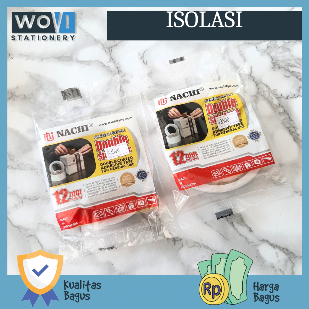 

[PCS] Isolasi Double Tape Nachi 1/2 x 10 Yard / Nachi Isolasi Double Tape 12mm x 10 Yard Sevenstar