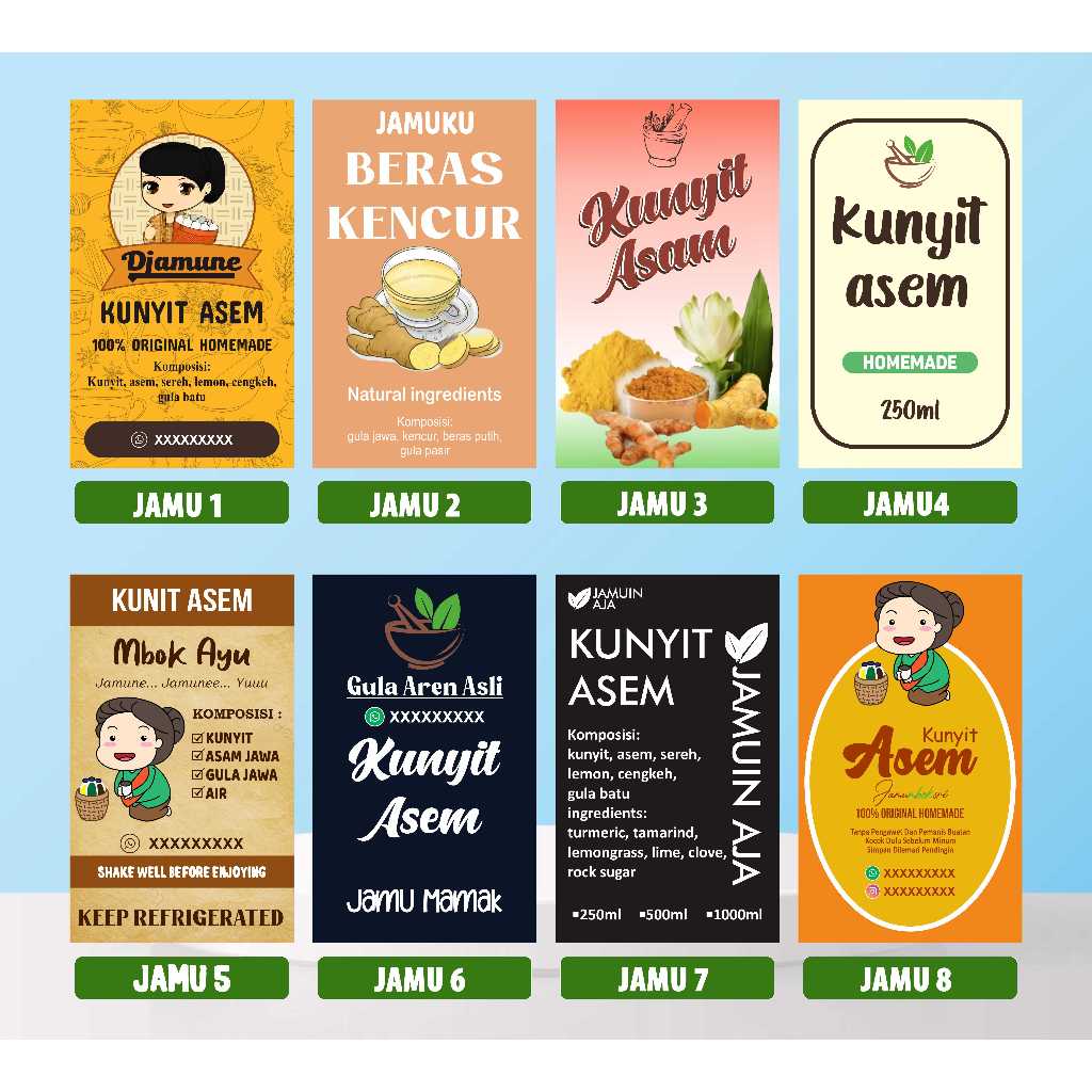 STIKER KEMASAN JAMU / Label Botol Minuman / Merk Jualan Waterproof / Stiker Label Botol Minuman Seha