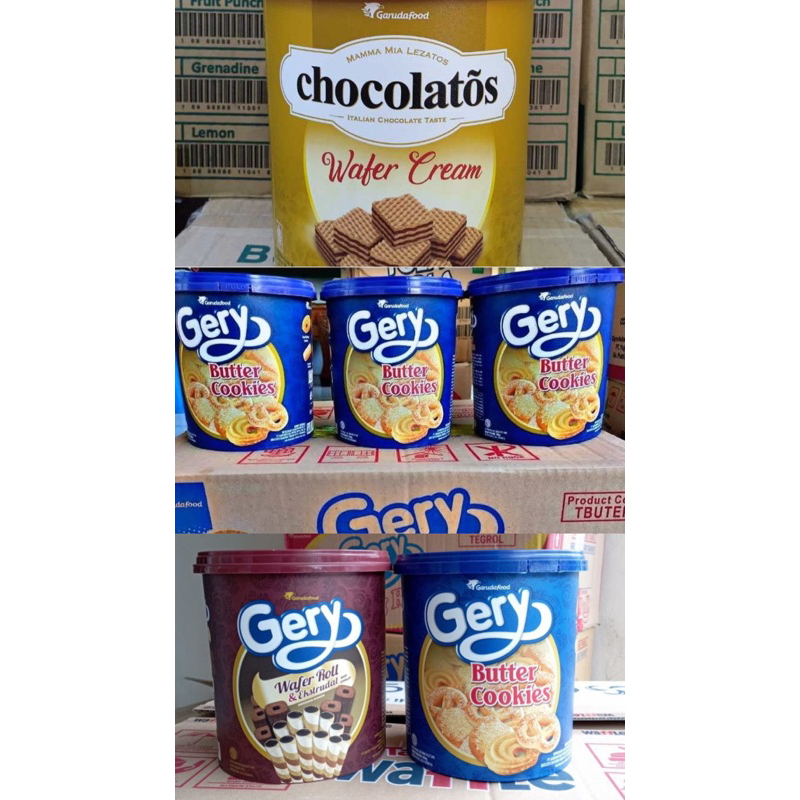 

Gery wafer roll gery egg roll gery chocolatos wafer gery butter cookies kemasan timba diskon 10-15% di live video