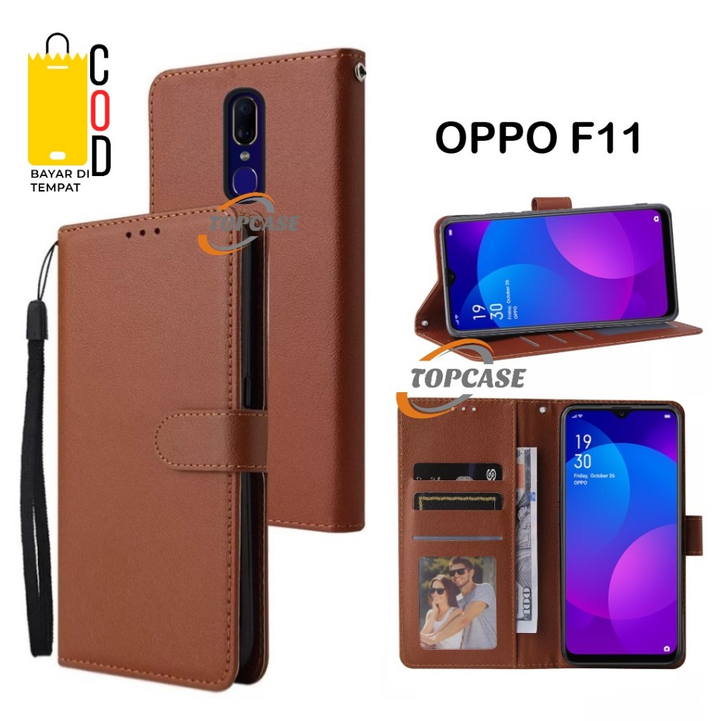 FLIP CASE OPPO F11 LEATHER FLIP COVER KULIT CASING DOMPET WALLET UNTUK OPPO F11