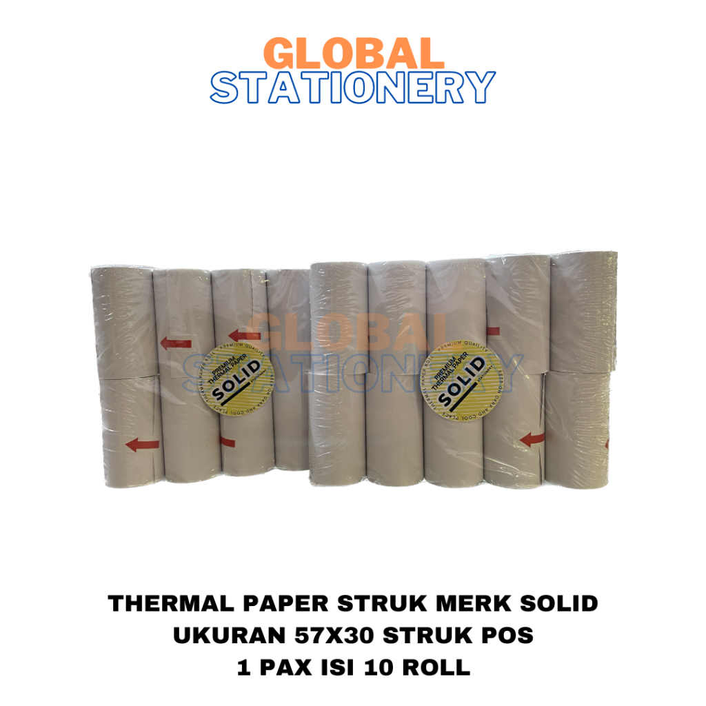 

Kertas Thermal Solid 57 x 30 57x30 isi 10 Roll Struk Paper Kasir 57x30
