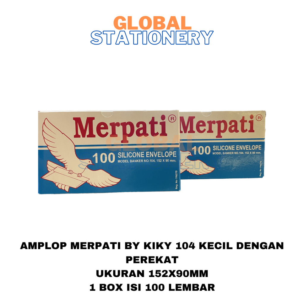 

Amplop Merpati Kiky Putih No.104 No 104 Panjang 152x90mm dengan Perekat Lem isi 100 POLOS