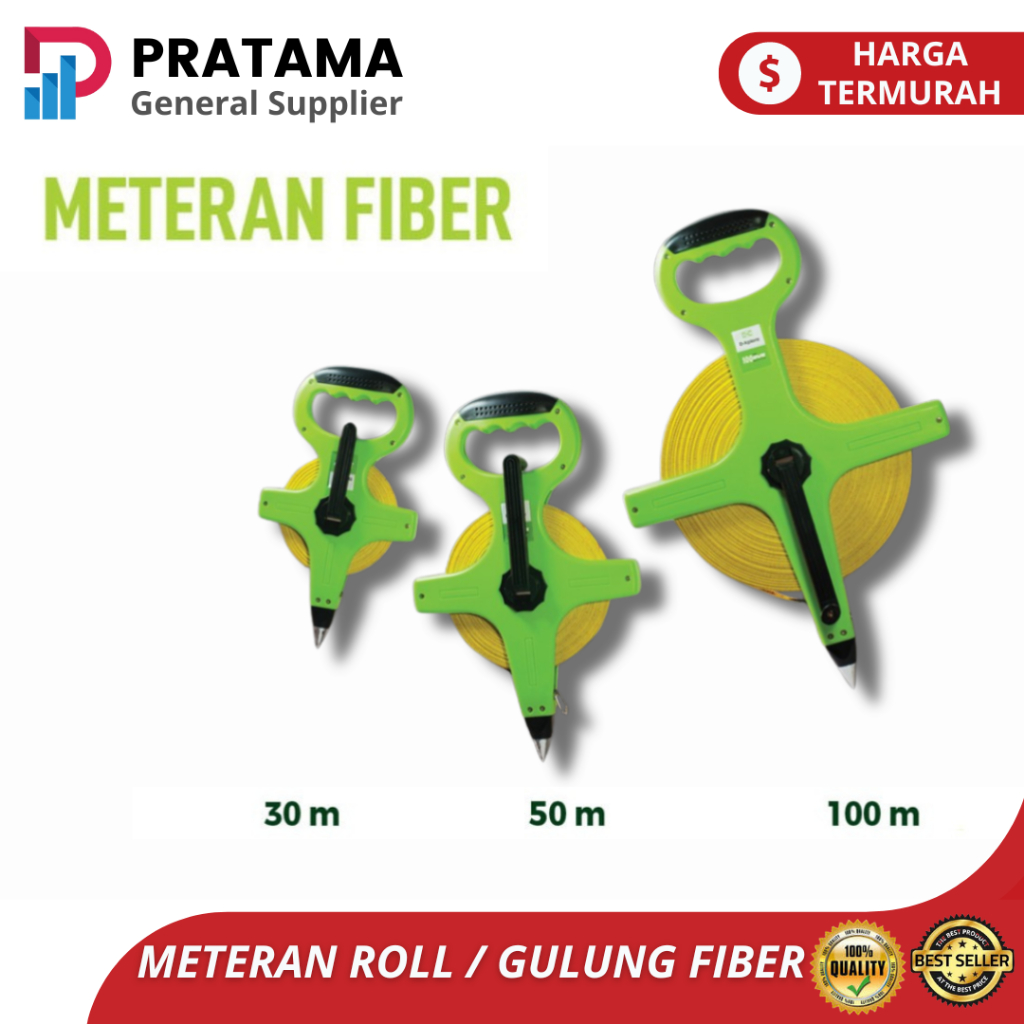 Meteran Fiber / Meteran Tancap Tanah 50 M / Meteran Roll Gulung | surabaya