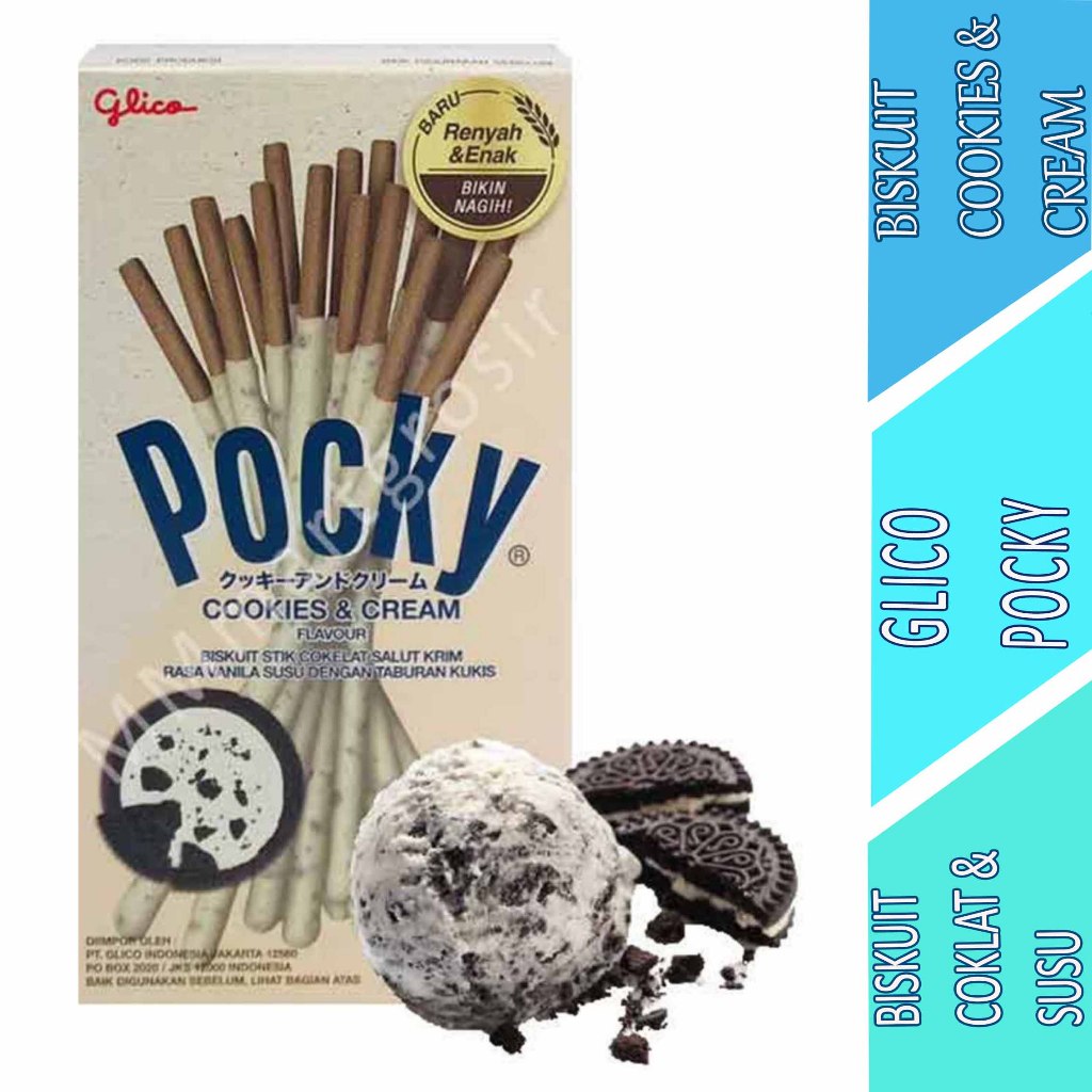 

Cookies & Cream - Pocky - Biskuit Stik Cokelat Salut Cream Vanilla - 40gr