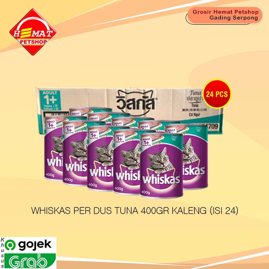 GOSEND Makanan Kucing Whiskas Kaleng Wetfod Grosir Dus Isi 24 PCS 400GR