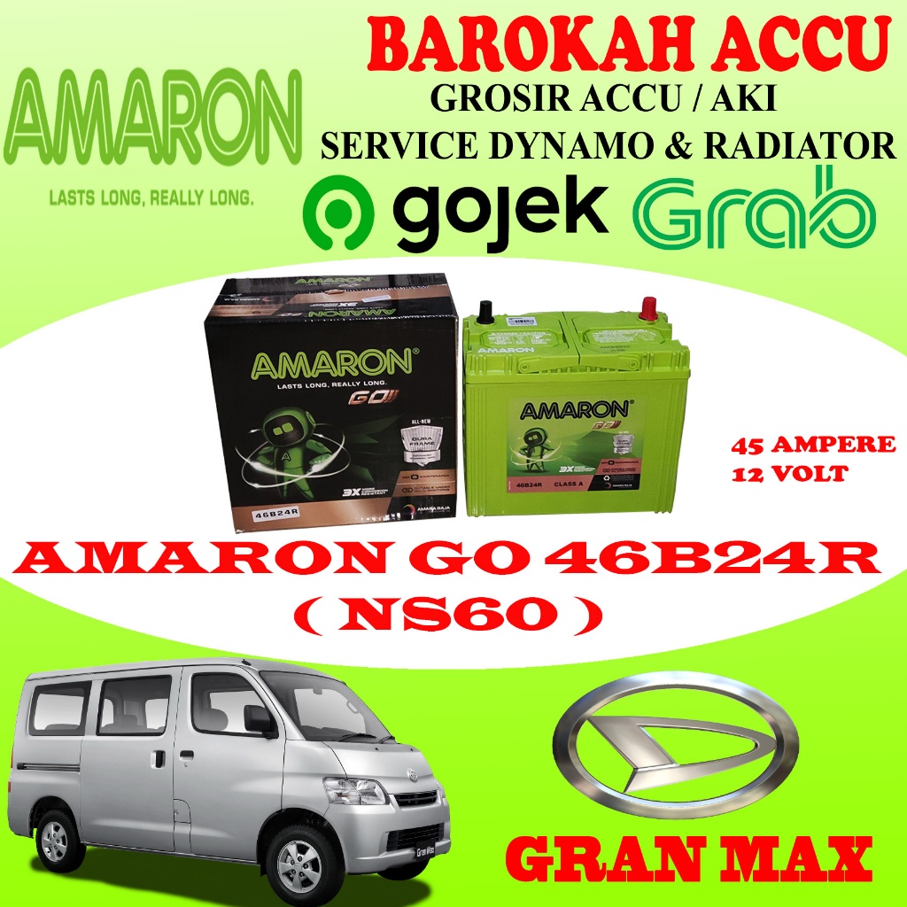 AKI MOBIL DAIHATSU GRAN MAX AMARON GO 46B24R / NS60 , 45 AH