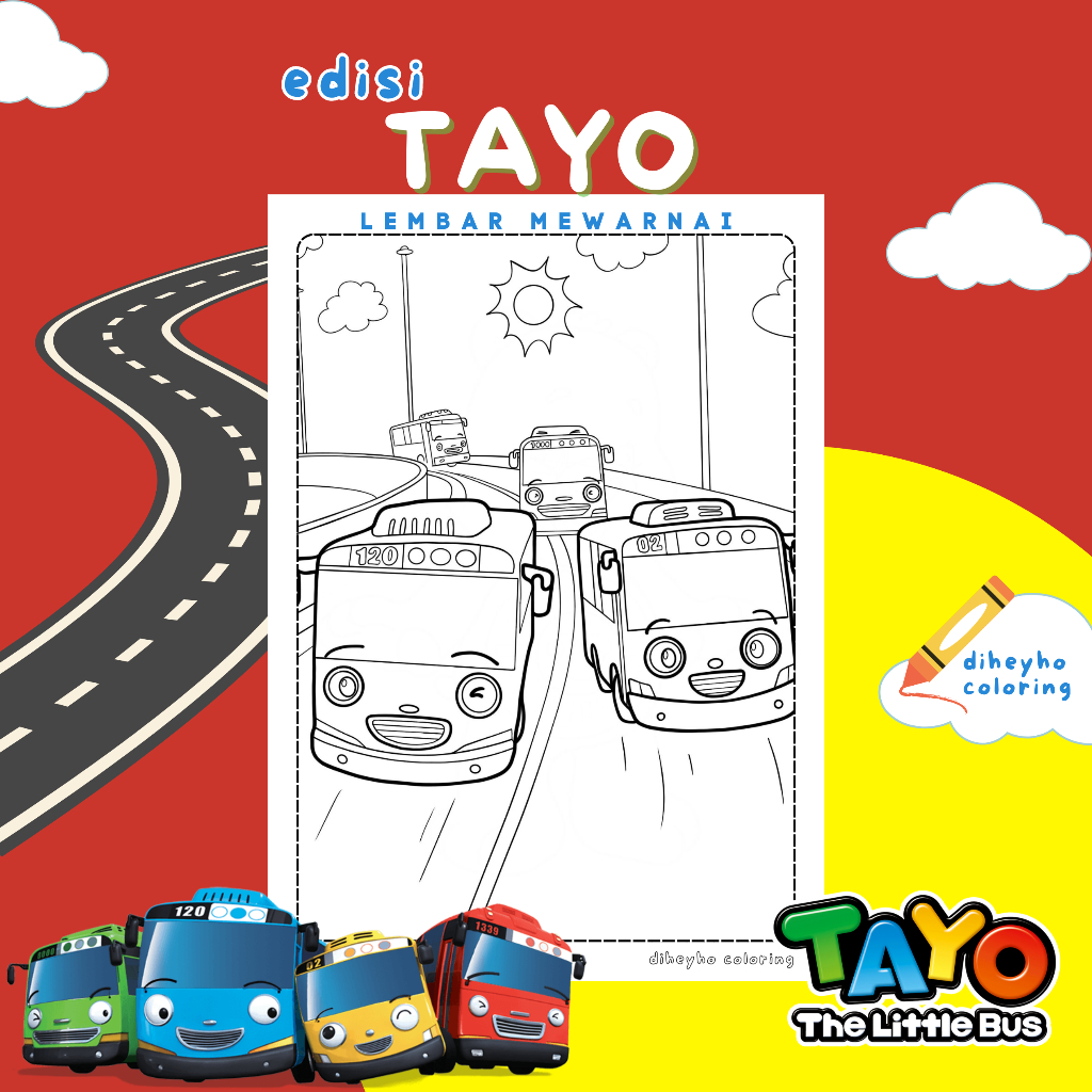 

LEMBAR MEWARNAI / KERTAS GAMBAR ANAK LUCU EDISI TAYO