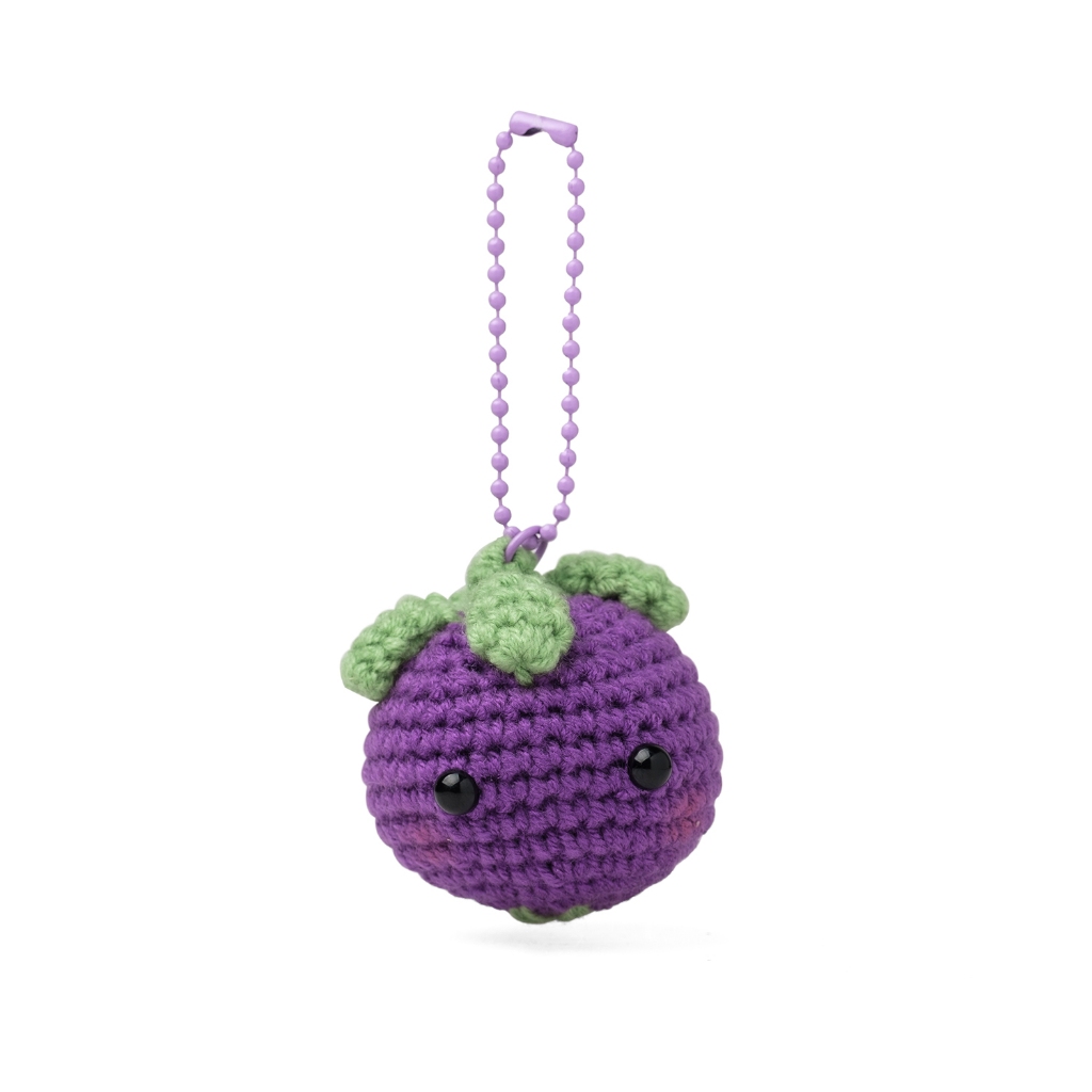 XOXO Bali - Mangosteen Amigurumi Keychain | Gantungan Kunci Rajut Buah Manggis