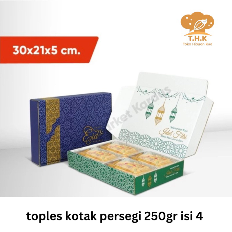 

(1pcs) Box Diecut Toples Kotak PERSEGI 250gr isi 4 Lebaran Idul Fitri Hampers Parcel 30x21x5 cm