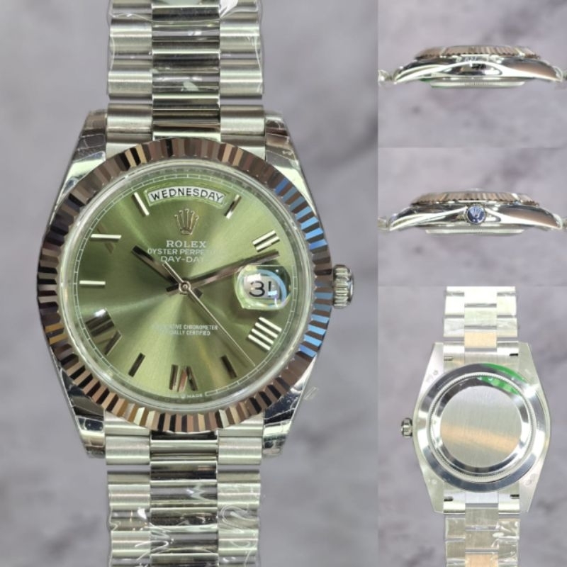 Jam Tangan Rolex DayDate 40MM Ice Blue & Olive Green EWF