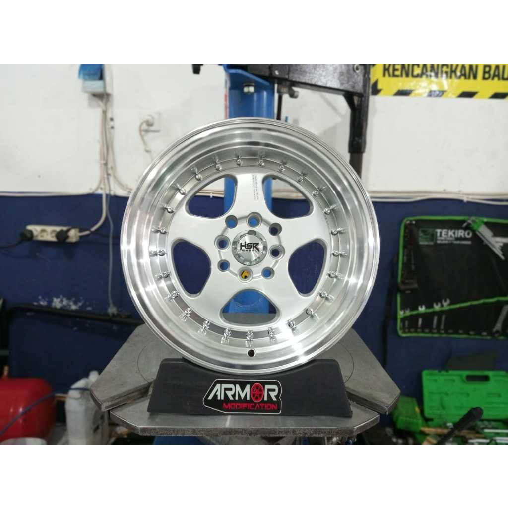 Velg mobil lebar belakang HSR BURN R15x8-9 lubang 8x100-114.3 ET20 kualitas impor