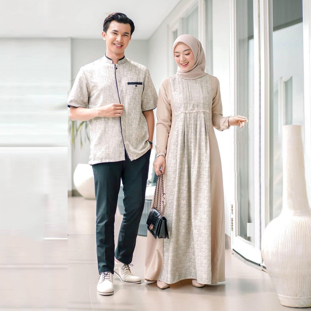 Baju Couple Keluarga Lebaran Terbaru  Couple Habibie Sarimbit Keluarga Family Set Gamis Couple Ibu A