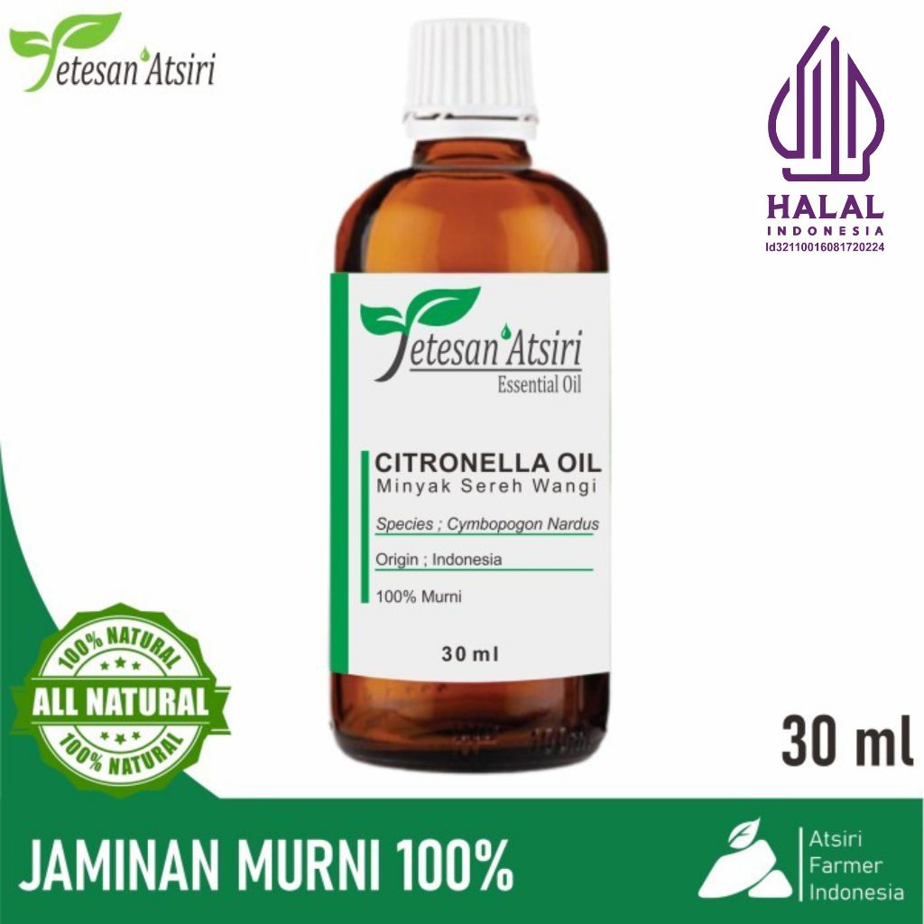30ml minyak atsiri sereh wangi murni asli penyulingan 100% citronella pure essential oilaromatherapy