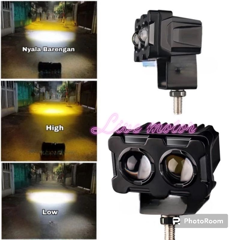 Lampu Tembak Sorot SQL 2mata High Kuning Low putih/lampu tembak sql 2 mata leser