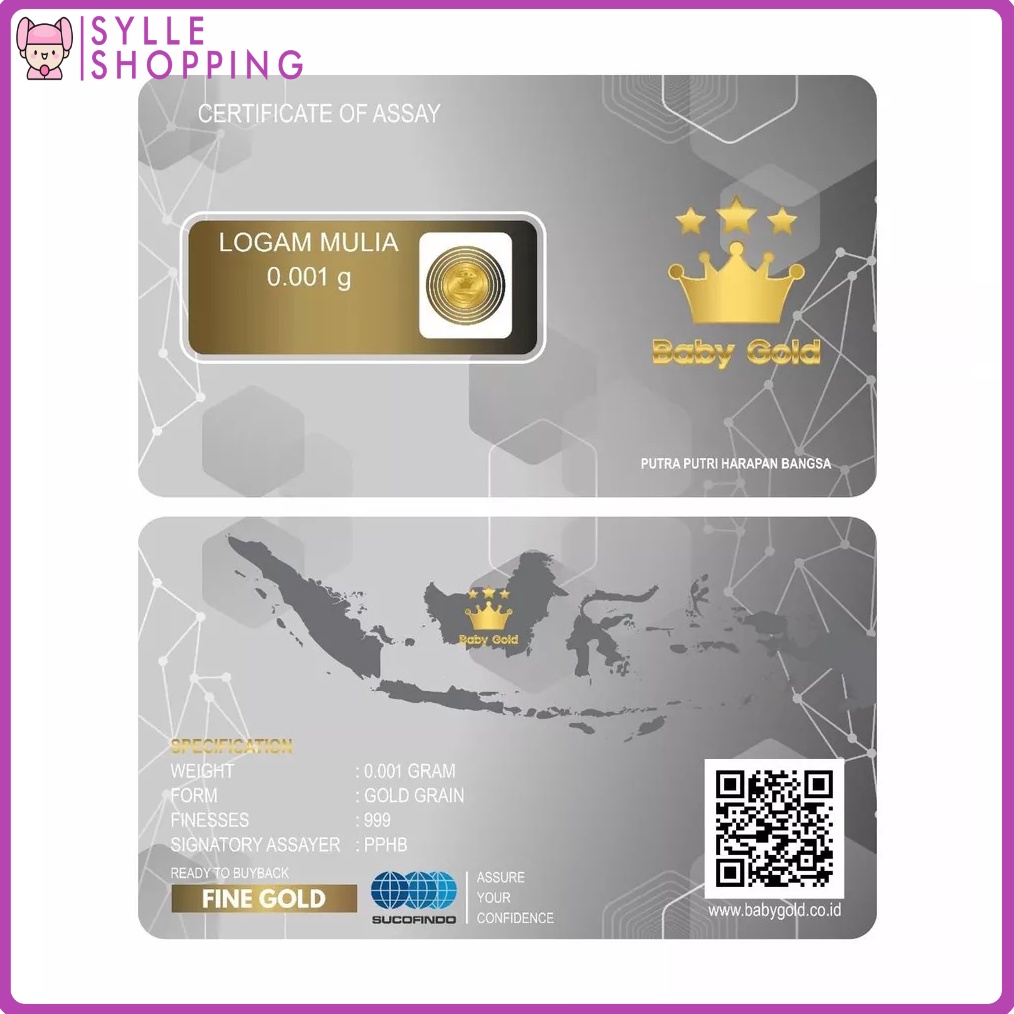 Discount Today HADIAH BabyGold Baby Gold 1gr 1 gr 1 g gram Logam Mulia Asli Emas Murni AbuAbu Mini G