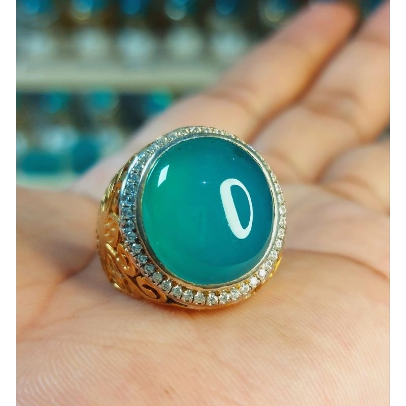 Cincin Batu Bacan Doko Crystal Material Coklat Super