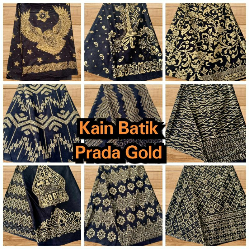 Kain Batik Prada Gold Emas Bahan Katun Premium Halus Berkualitas Motif Songket Palembang Seragam Bri