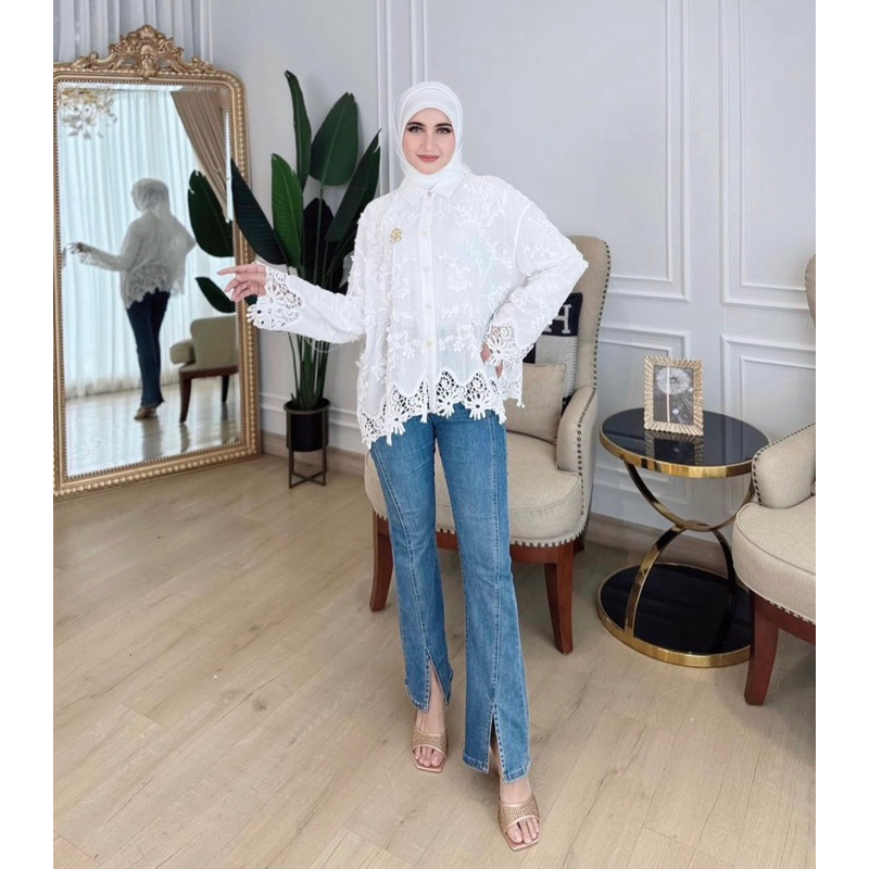 Shella Saukia New Ready atasan brokat ori shella Saukia