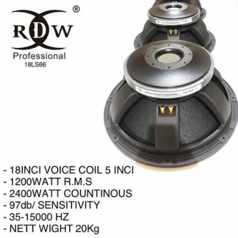 Speaker Komponen RDW 18LS66 Woofer 18 Inch