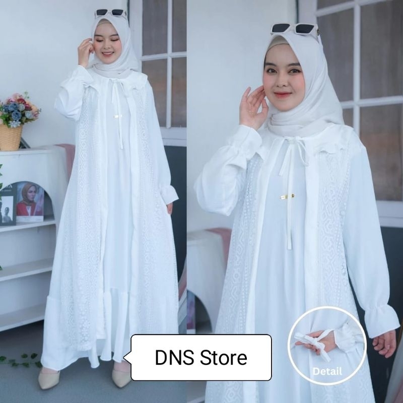 MAYRA DRESS - Gamis Cringkle Premium Mix Brukat Malika/ Gamis Elegan Terbaru