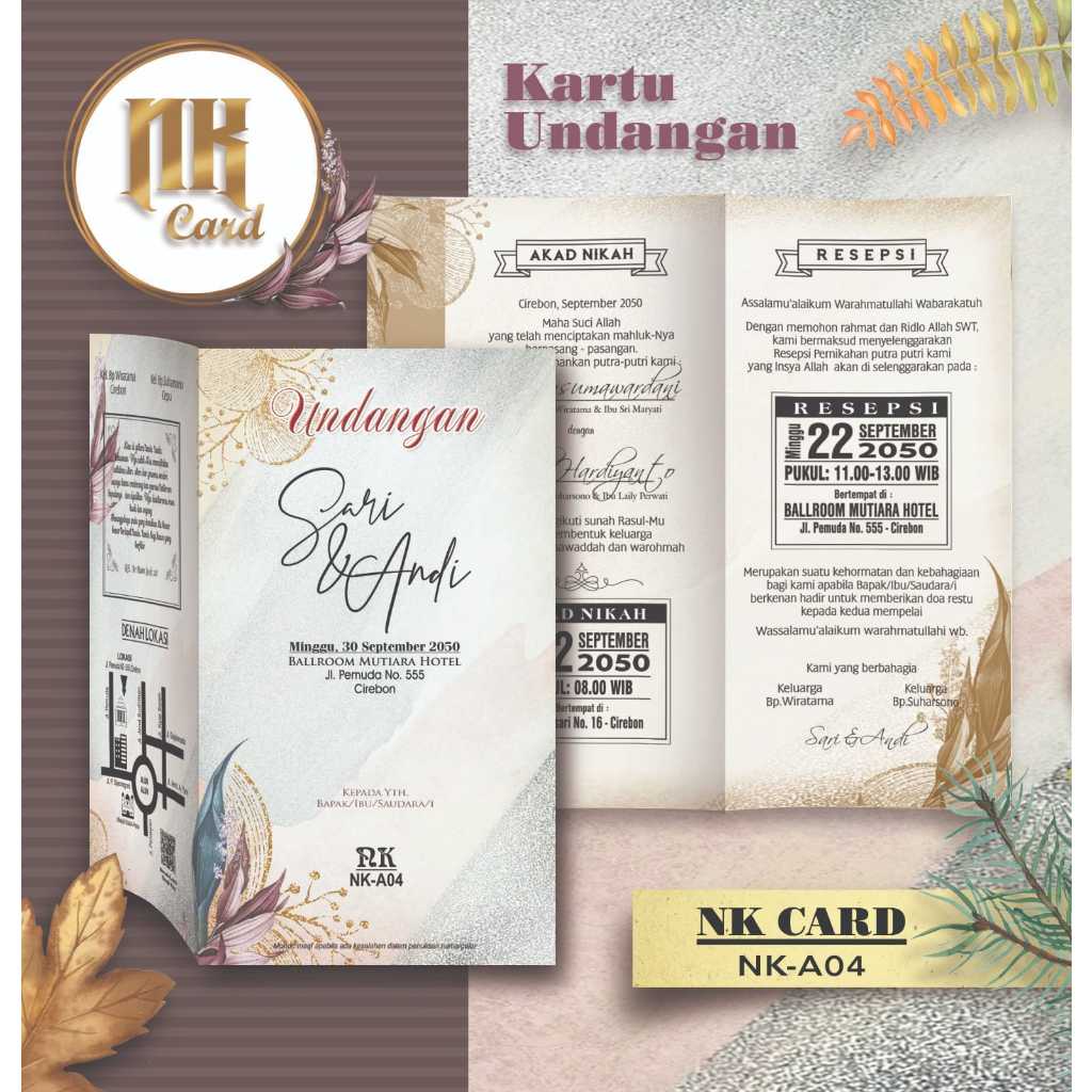 NK 04 NK Card | Blanko Undangan | Undangan Murah | Blangko Undangan | Free File Setting