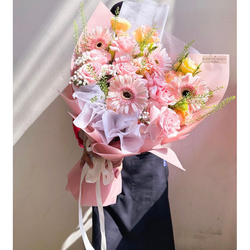 SUNDAE SUNRISE Bouquet bucket buket bunga segar fresh instant sameday ready bunga segar mix roses ga