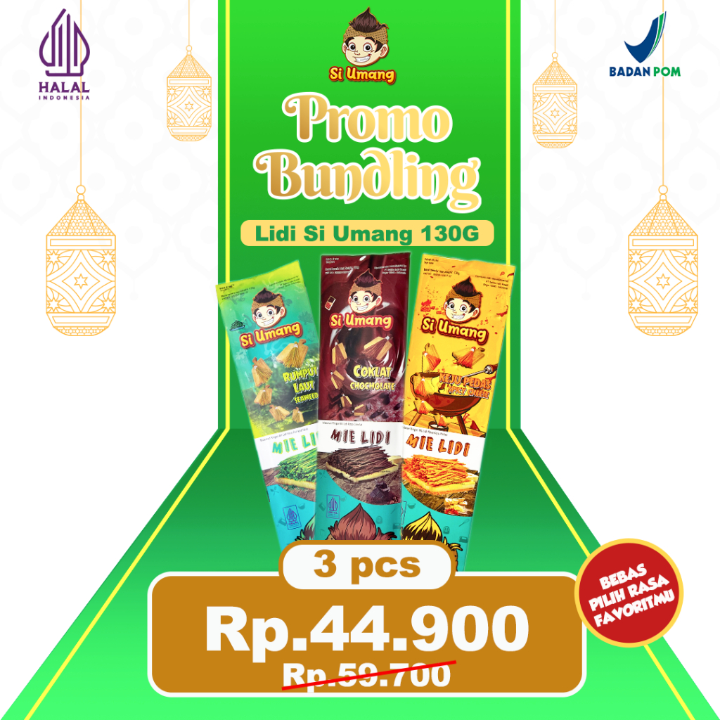 

Si Umang Cemilan Sapu Lidi 130G Bundling 3 Pcs Mix Rasa (TIDAK BISA REQUEST RASA)