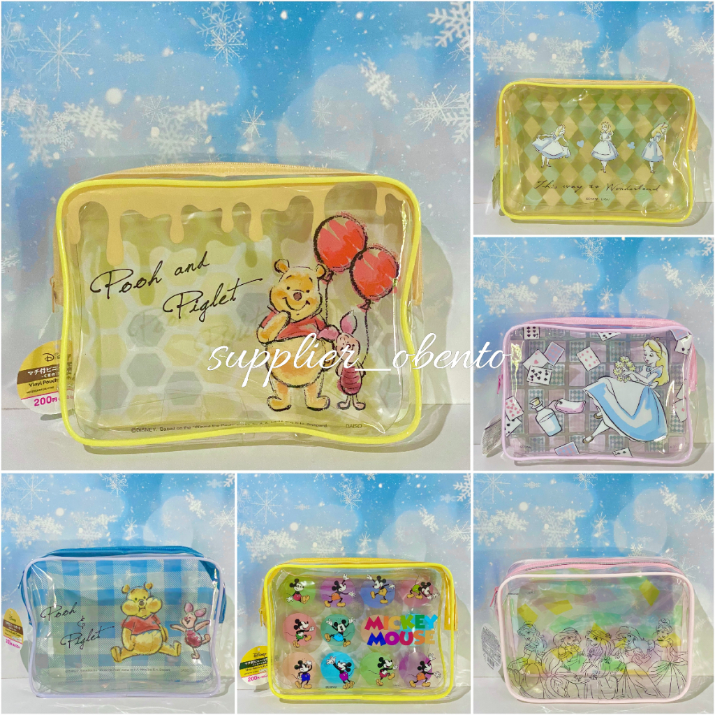 [Daiso] Disney Pouch Mesh Pocket Vinyl Pouch Mini Pouch Disney Transparent Pouch Multipurpose Pouch 