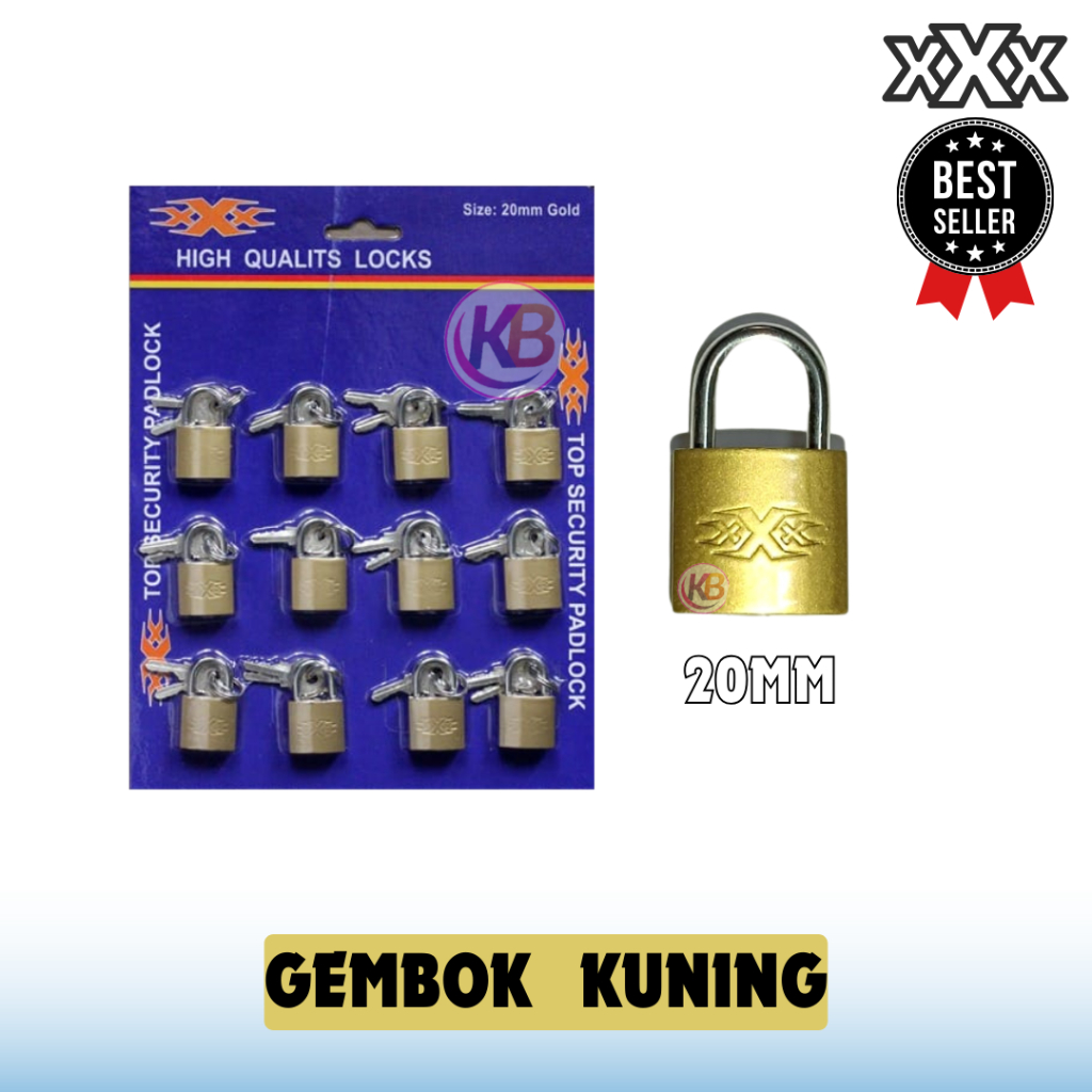 Gembok Mini Kuningan / Gembok Kecil 20 mm / Kuat dan Anti Karat / Toko Gemilang