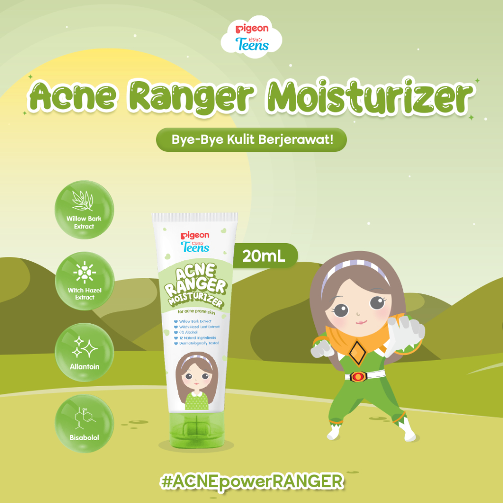 PIGEON TEENS ACNE RANGER MOISTURIZER 20ML | Pelembap Kulit Remaja | Kulit Kemerahan dan Berjerawat |