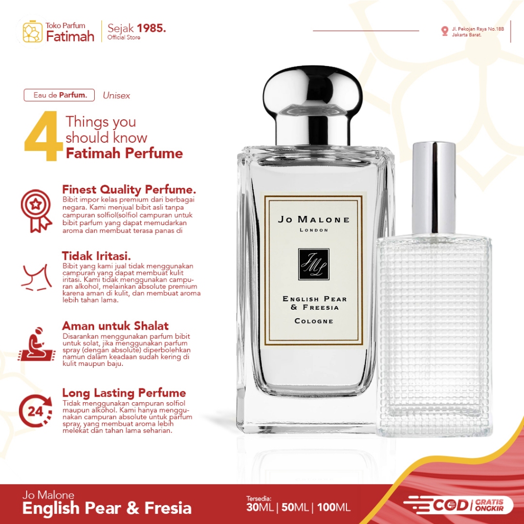 Parfum Perfume Jo Malone English Pears Botol Cassa Glass 30 50 100 ML - 30ML