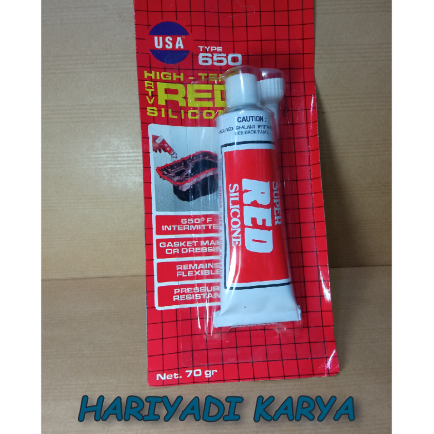 

LEM SILIKON RED 650 MEREK USA 70 GRAM BESAR MURAH WARNA MERAH