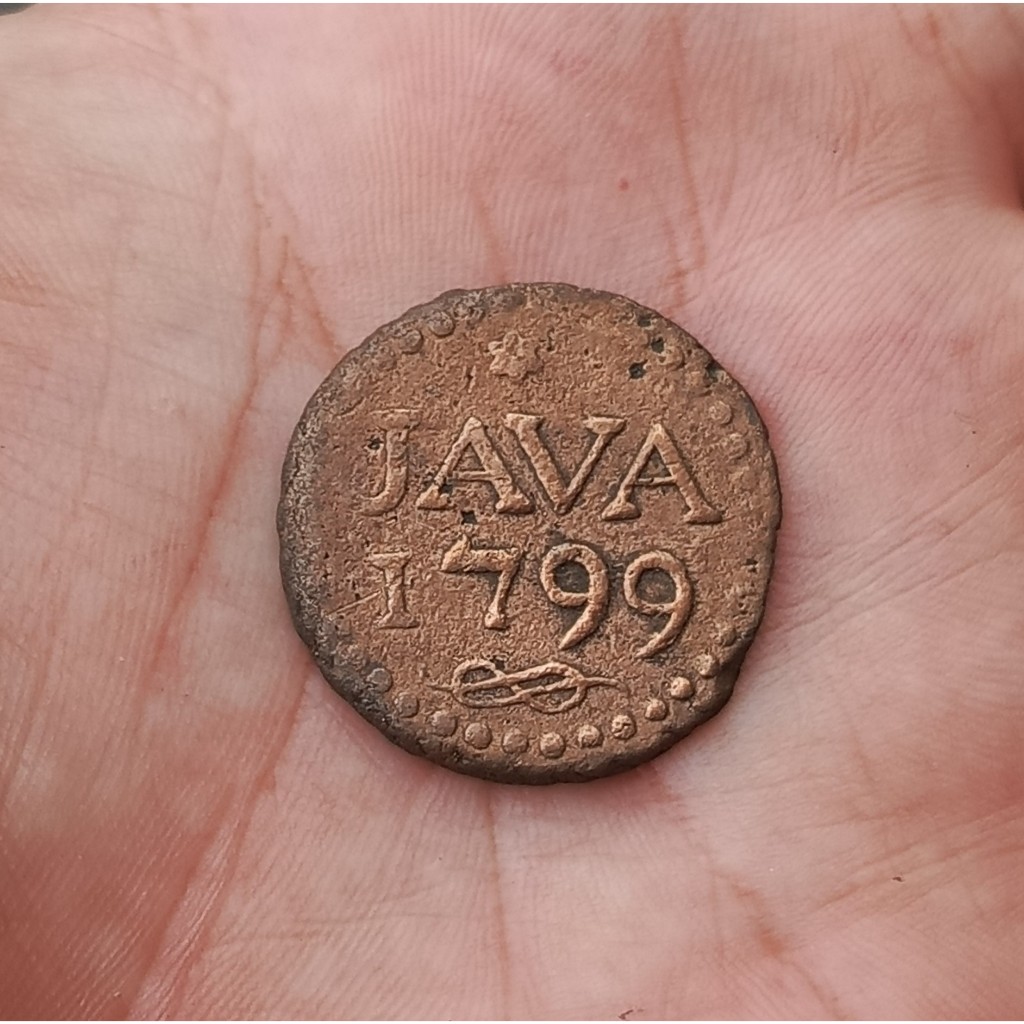 Coin Java Bonk Bulet 1 stuiver 1799 Tembaga Kondisi Seperti Foto