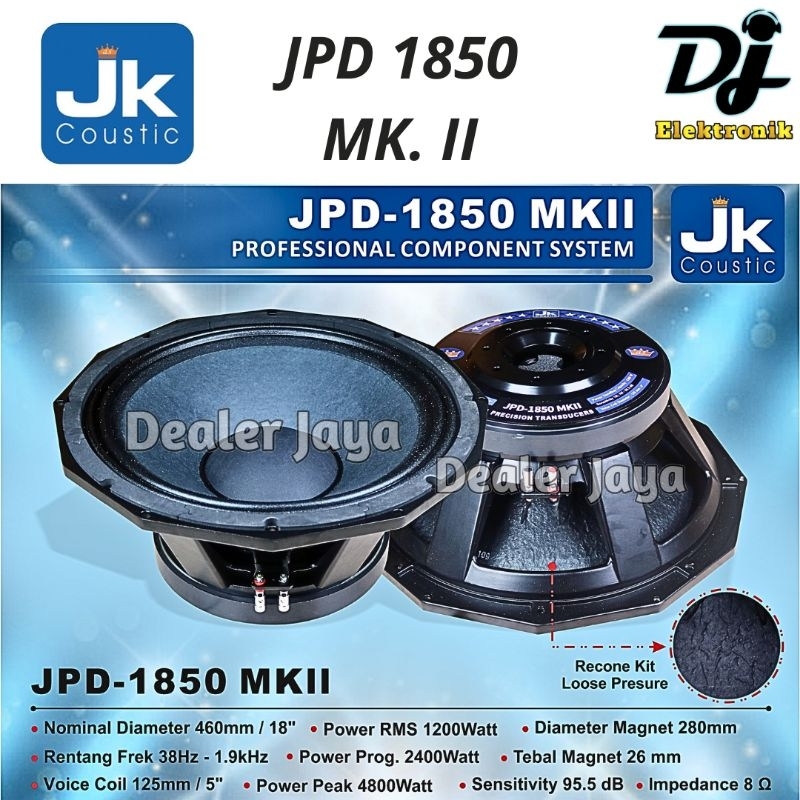 Komponen Speaker JK Coustic JPD 1850 MKii / JPD1850 MKii